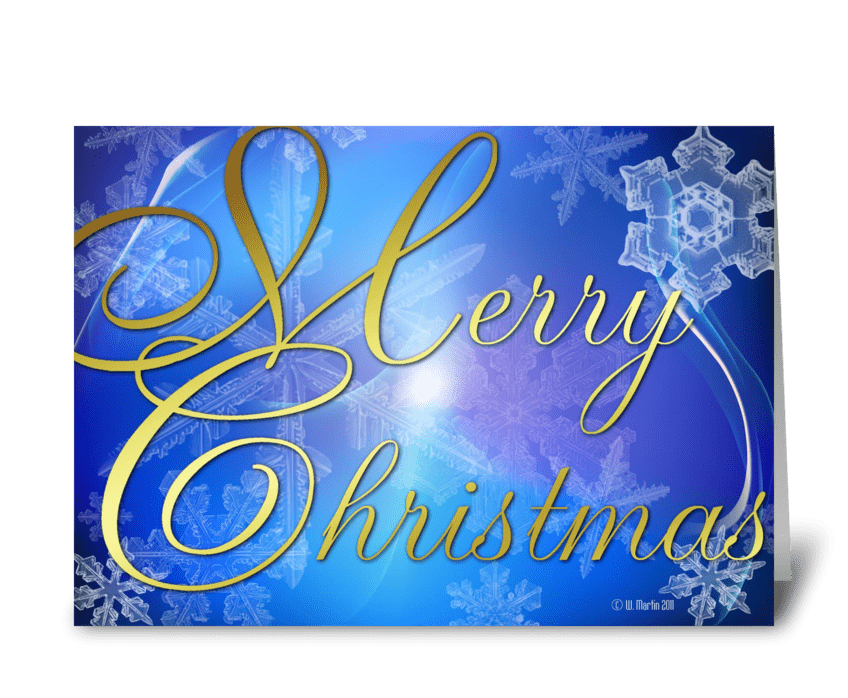 Glowing Snowflakes Christmas Card greeting card