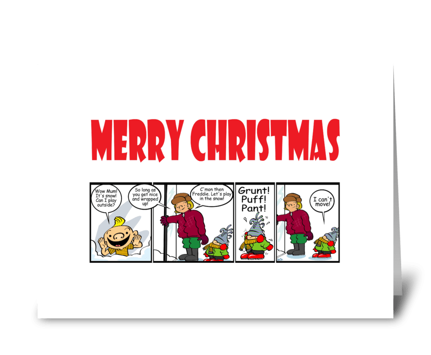 Kids Christmas Snow greeting card