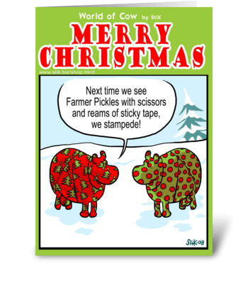 Farmer Pickle's Christmas Wrapping greeting card