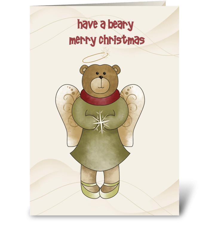 Angel Bear Christmas greeting card
