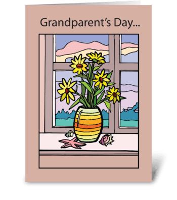Grandparents Day Vase in Window greeting card