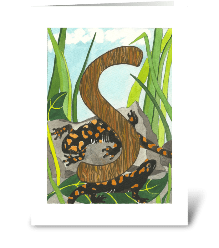 S for Salamander greeting card