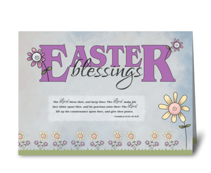 Easter Blessings flowers & bible verse  greeting card