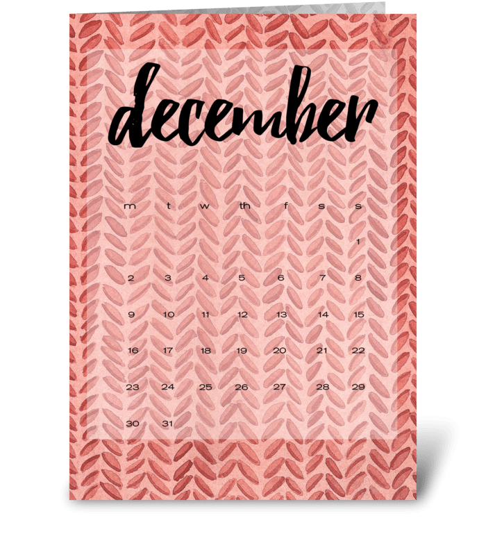Calendar. December greeting card