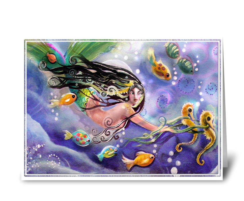 Drifting Mermaid, Hello  greeting card