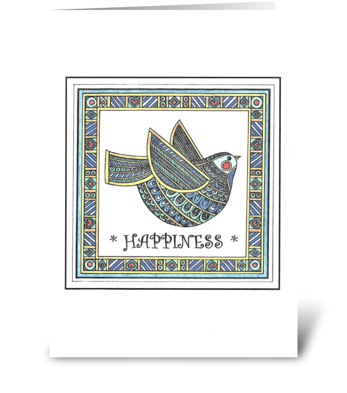BLUE BIRD OF HAPPINESS greeting card
