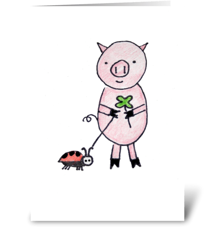 Lucky Pig greeting card