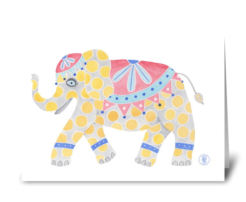 Dotty birthday elephant greeting card