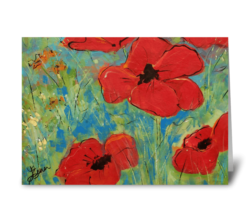 poppy field greeting card