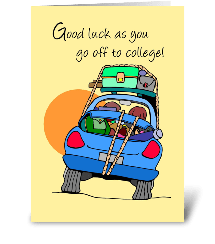 Going to College Whimsical Car greeting card