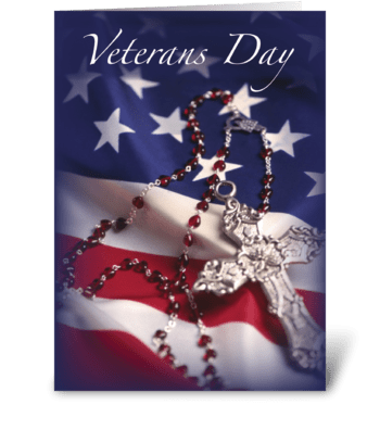 Veterans Day Patriotic Cross Flag greeting card