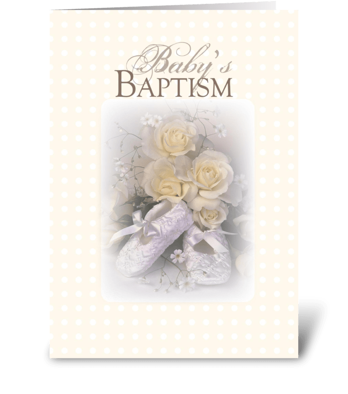 3429 Baby Christening Yellow, Roses greeting card