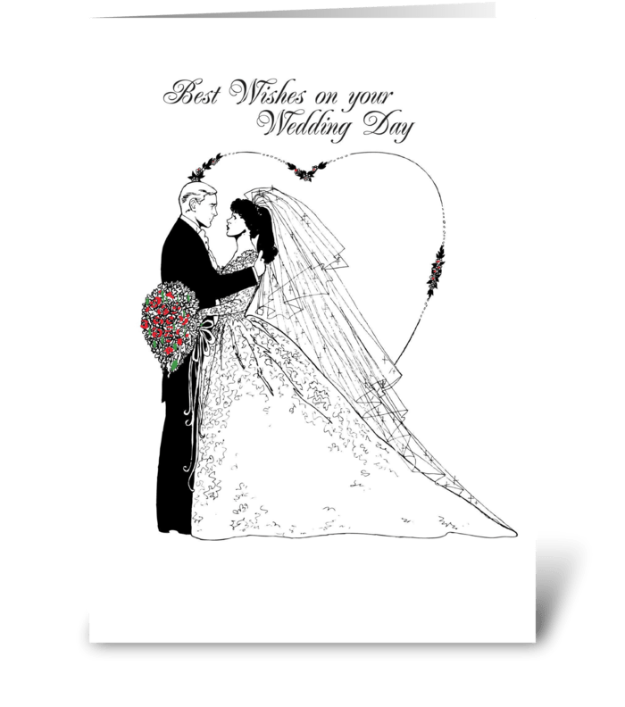 Wedding Wishes Black and White greeting card