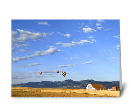 Flag Barn with Balloons greeting card