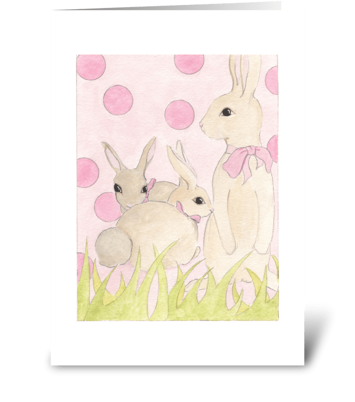 Polka Dot Bunnies 2 greeting card