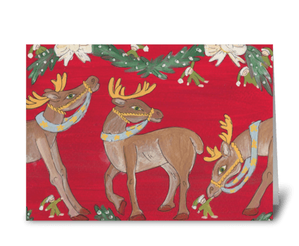 3 reindeer greeting card