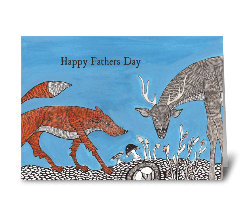 fox and deer greeting card