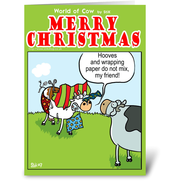 Cows Vs Wrapping paper greeting card