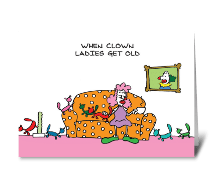 Old Clown Lady greeting card