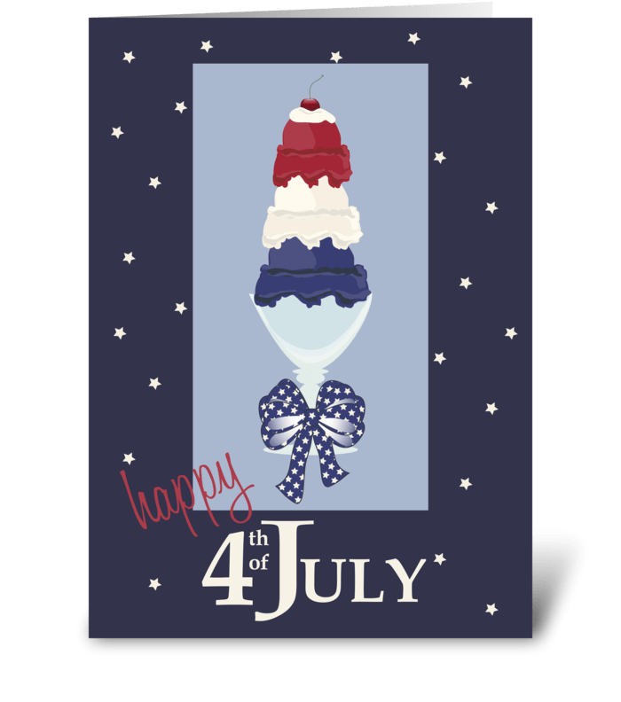 Red, White, Blue Scoops - Happy Fourth o greeting card