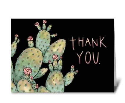 A Prickly Thank You (Black) greeting card