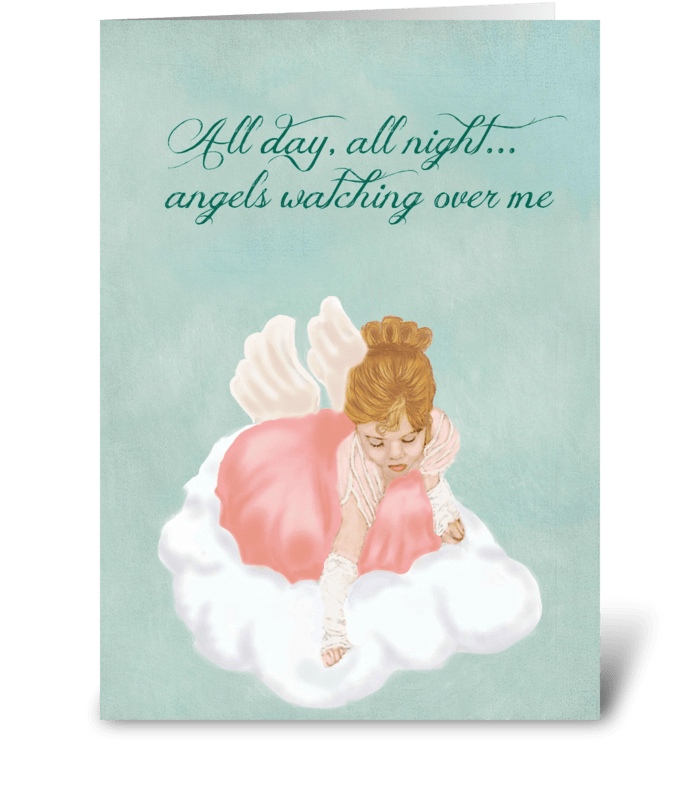 Angels Watching Over Me greeting card