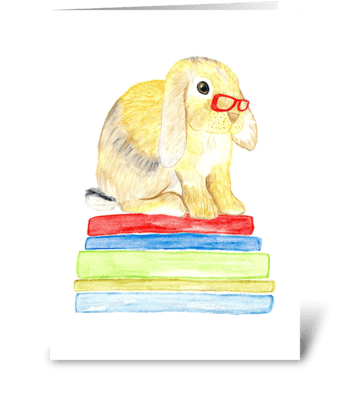 Bunny and Books greeting card