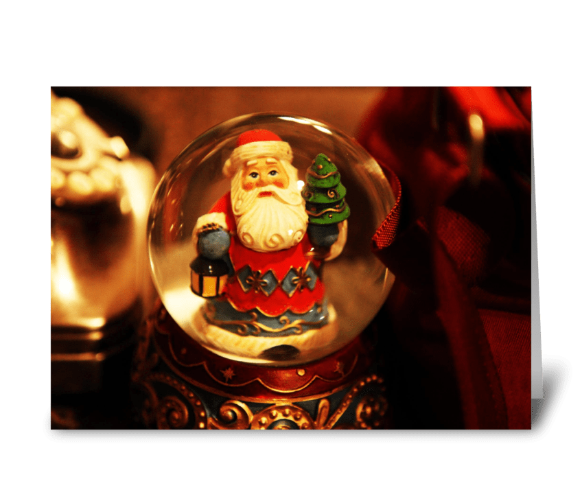 Santa Trapped in a Snow Globe greeting card