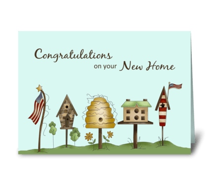 Congratulations on New Home Birdhouses & greeting card