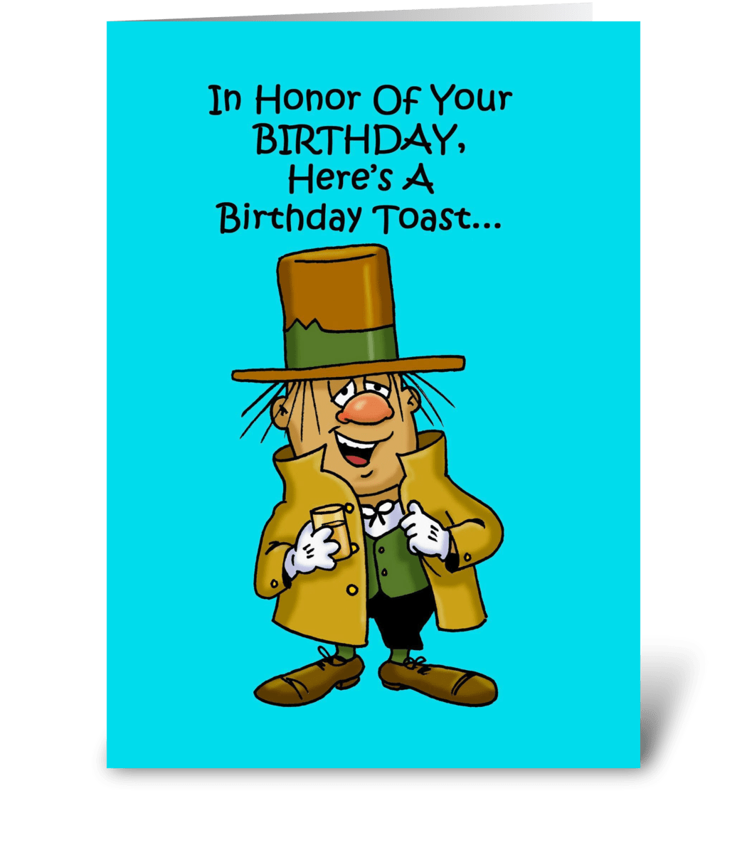 Here's A Birthday Toast - Send this greeting card designed by Laughing  Hippo Studio - Card Gnome