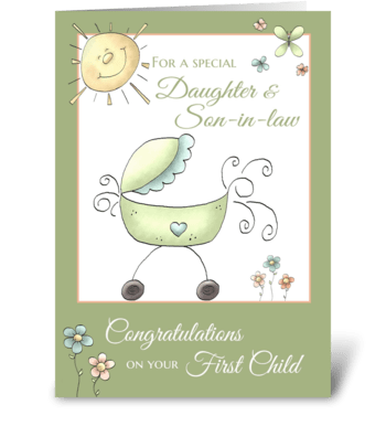 Congratulations 1st child - for Daughter greeting card