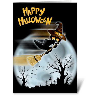 Witch Cat greeting card
