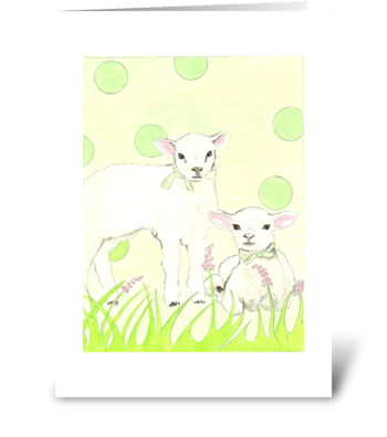 Polka Dot Lambs greeting card
