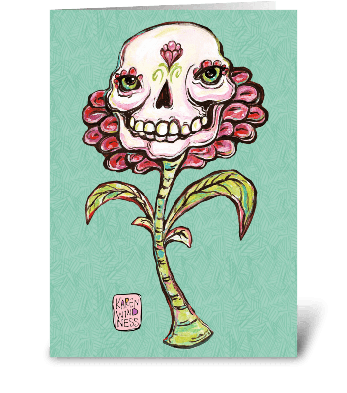 Skull Flower greeting card
