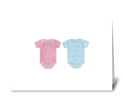 onesies- pink and blue greeting card