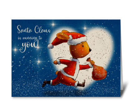 556 Running Santa Claus greeting card