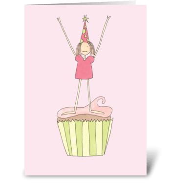 girl cupcake greeting card