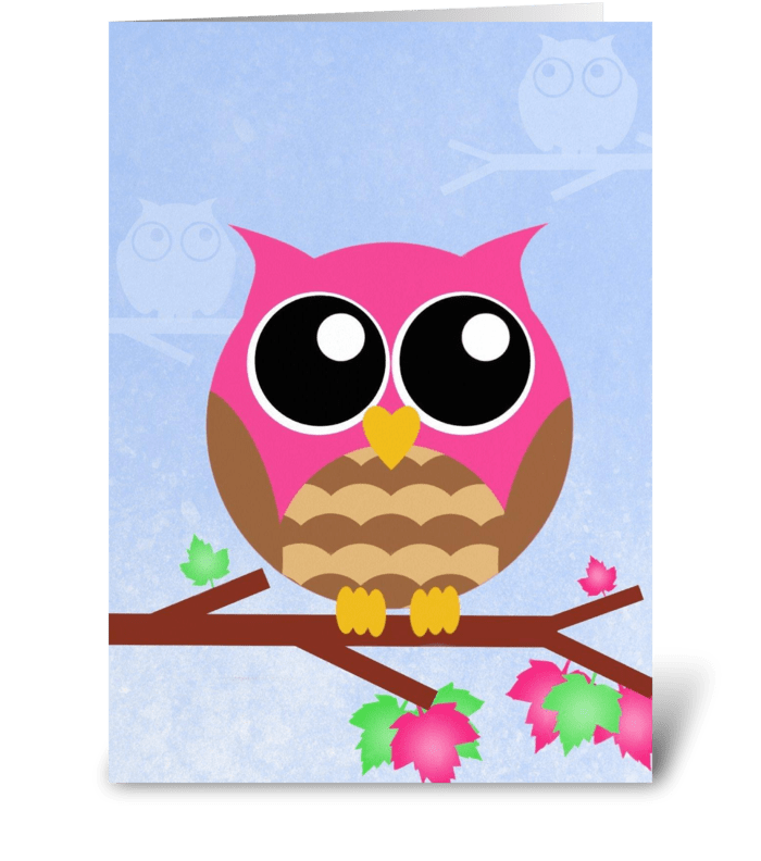 Pink Owl  greeting card