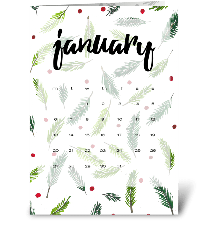 Calendar. January greeting card