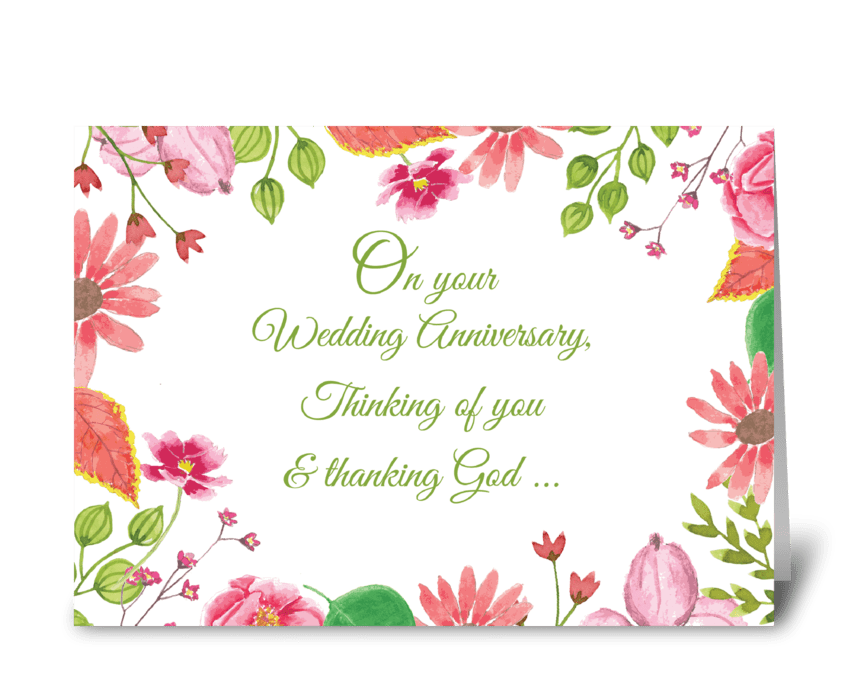 Religious Wedding Anniversary Watercolor greeting card
