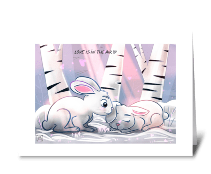 Rabbits in love greeting card