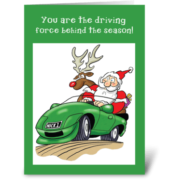 Santa Driving Car Christmas Business greeting card