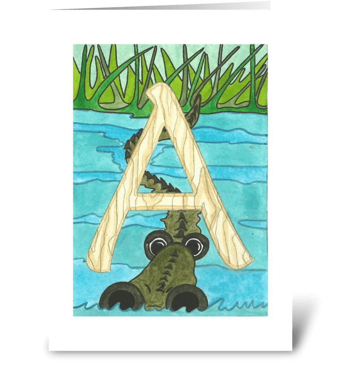 A is for Alligator greeting card