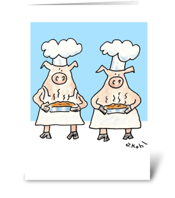 Hogs and Quiches greeting card