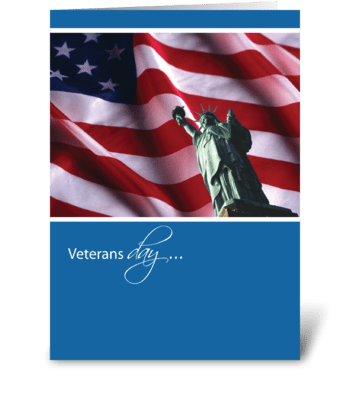 Veterans Day Liberty Flag Thank You greeting card