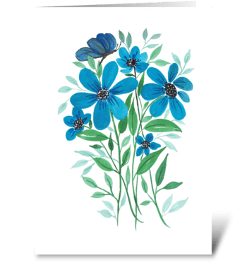 Blue Anenome Butterfly Any Occasion Card greeting card