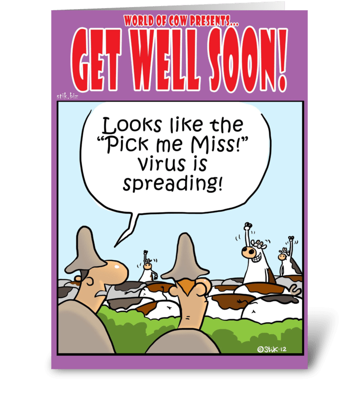 Pick Me Miss Virus Get Well Soon Card greeting card