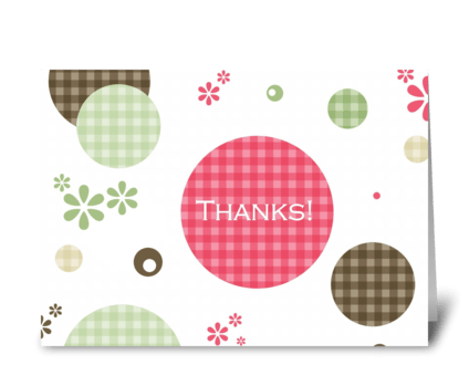 Thank You Gingham Retro Polka Dots  greeting card