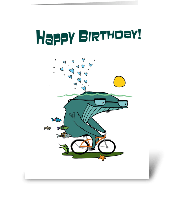 Whale + Bike greeting card