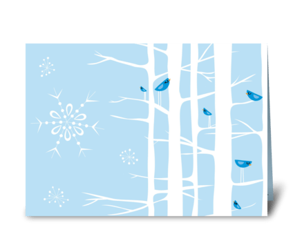 Winter Wonderland Trees Blue greeting card